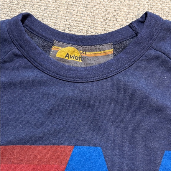 Aviator Nation Logo Pullover Sweatshirt Navy Blue Vintage Style Unisex XL - Picture 2 of 6